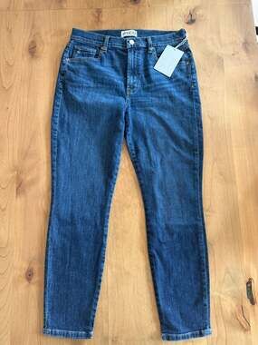 Ética High Rise Slim Ankle Stretch Jeans in Dark Indigo Wash Sz 29